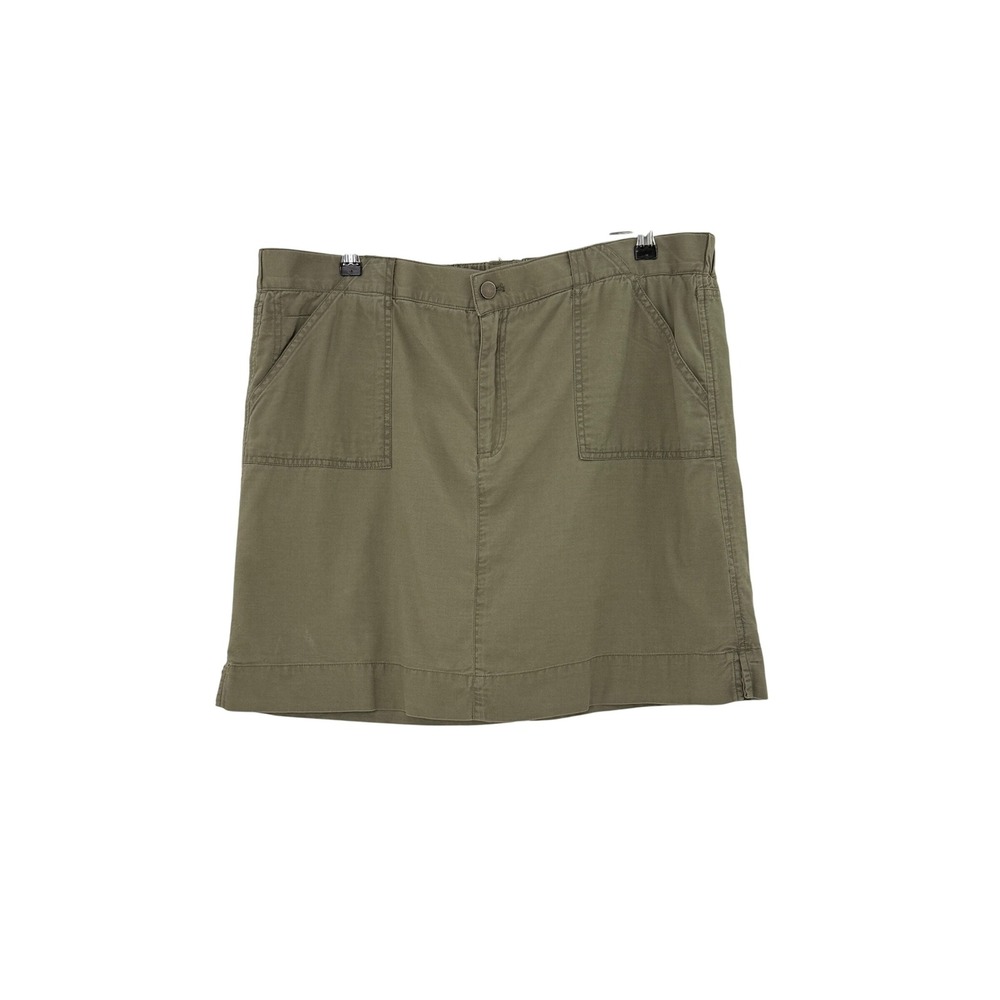 Caslon Olive Green Skirt Utility A-Line Pockets Size XL Preppy Academia Boho